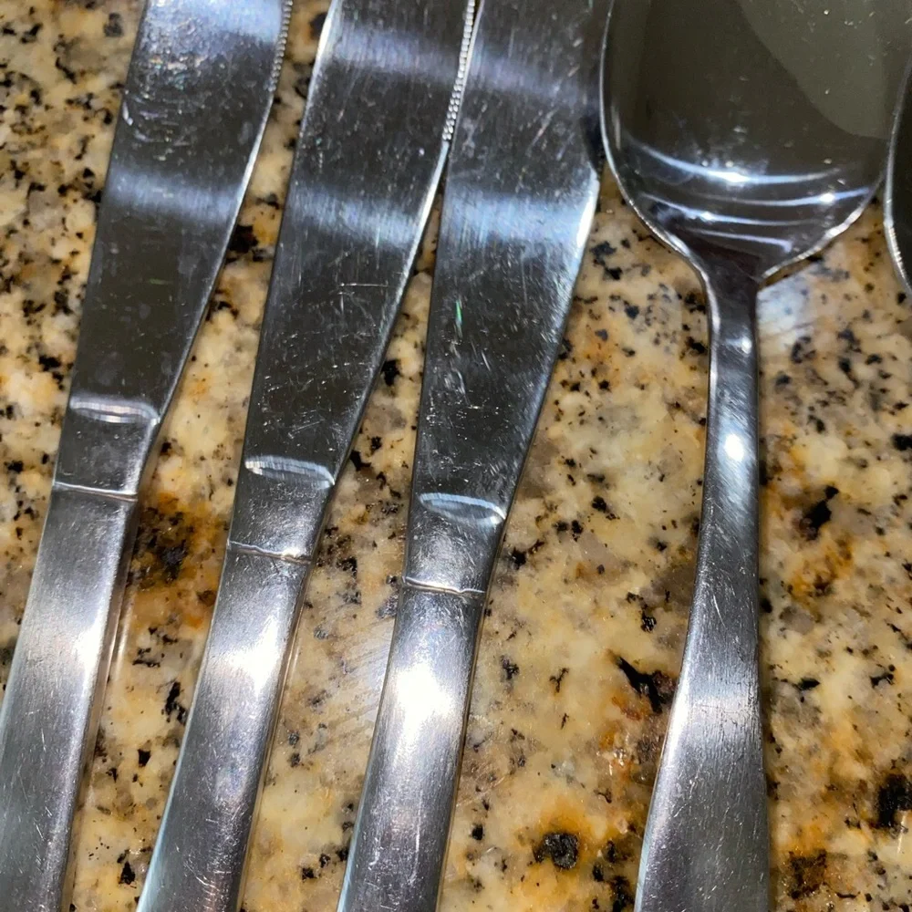 Cambridge/Stainless China 29 Piece Flatware Set 5 Knives 12 Spoons 12 Forks
